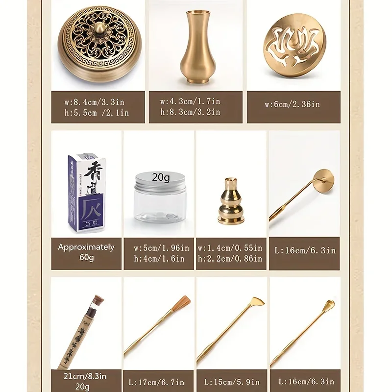 13 Pcs Incense Gift Set, Copper Burner, Aromatherapy Diffuser, Meditation Yoga Relaxation, Home Decor Spiritual Gift Set