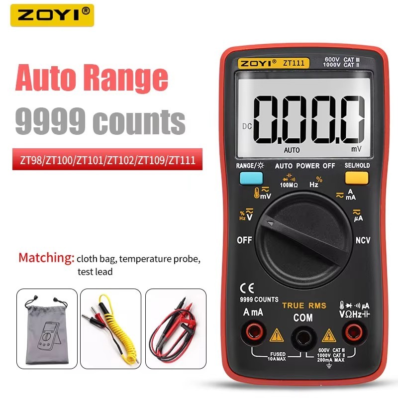 ZOYI Digital Multimeter DC/AC Voltage Current Capacitance Hz Diode Ohm Tester Ammeter Voltmeter Backlight ZT98 ZT100 ZT101 ZT102