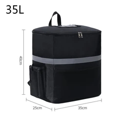 Extra Large 35L Insulated Food Delivery Backpack - Premium Thermal Cooler Bag (Black)