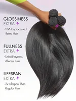 Extensions de cheveux humains brésiliens lisses de 26, 28, 30 pouces, noir naturel, 1/3/4 pièces, 100% cheveux humains, mèches Remy 3