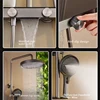 Grey Shower System Set Bathroom Rainfall Wall Mount Mixer Shower Faucet Full Set Modern Bathtub Shower Apartment Hotel 3