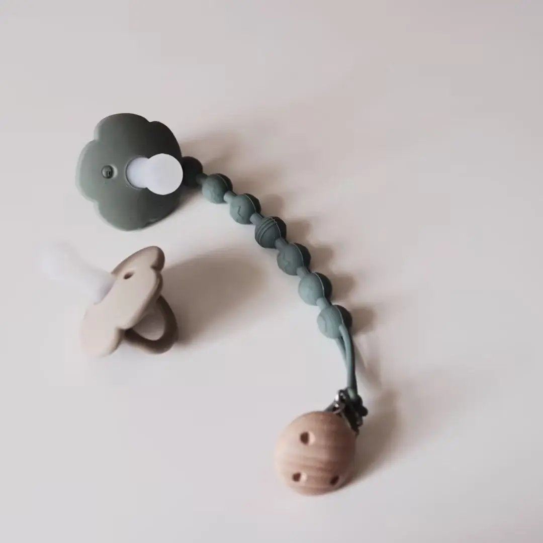 Soothing pacifier anti-chain baby stroller teether anti-loss chain baby silicone pacifier clip toy biting glue lanyard