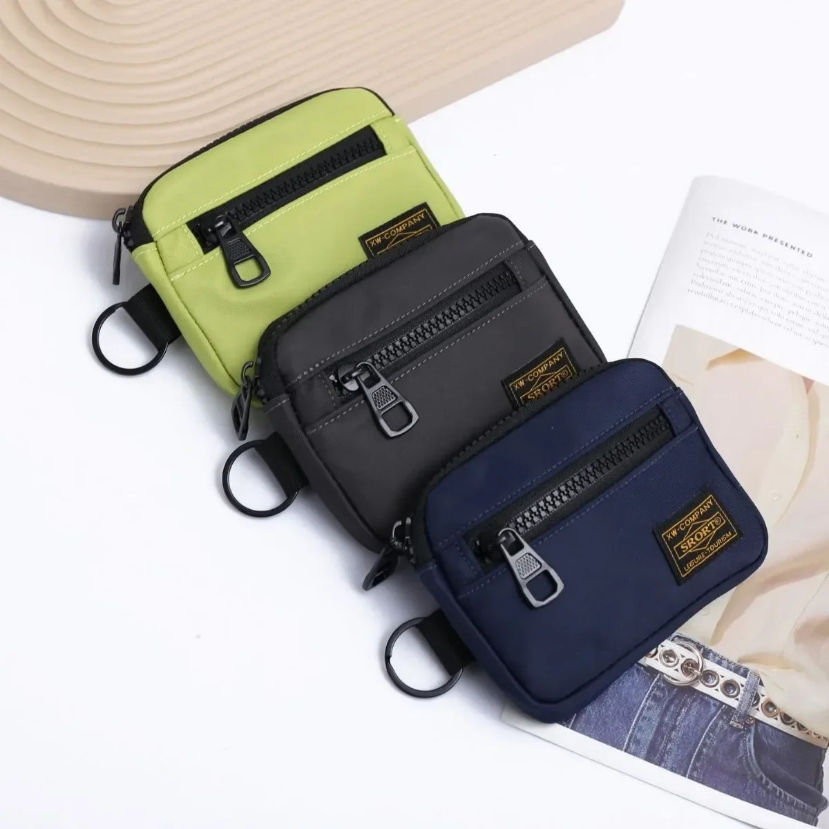 Canvas Zipper Short Wallet Casual Men Coin Purse Retro Key Holder Small Money Bag Trend Youth Mini Handbag Coin Pouch Cartera key case coin purse card wallet coin wallet change bag