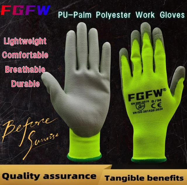 10 paires de gants de travail enduits de PU – Gants de sécurité légers et durables certifiés EN 388/ISO20471, tailles S/M/L/XL 2 10 paires de gants de travail enduits de PU – Gants de sécurité légers et durables certifiés EN 388/ISO20471, tailles S/M/L/XL 2