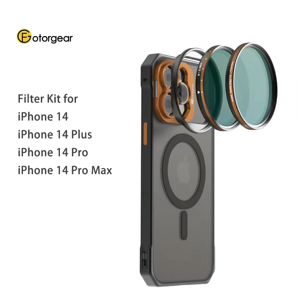 

Fotorgear Magnetic Phone Case Filter Kit Black Mist Filter CPL ND Gold Blue Streak Filter for iPhone 14 Plus Pro Max