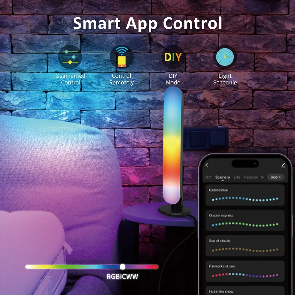 USB LED Pickup Night Light Strip RGB Lamp WIFI Tuya Music Rhythm TV Ambient Light For Gaming Room Beside Table Decor