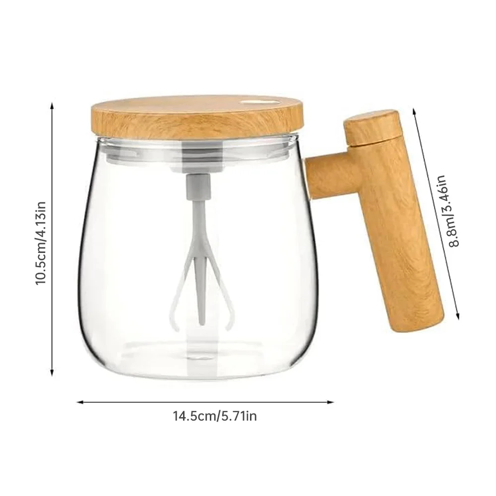 유리 방수 자동 고속 전기 믹싱 컵, 자동 교반 커피 컵, 400ml 전기 교반 머그잔