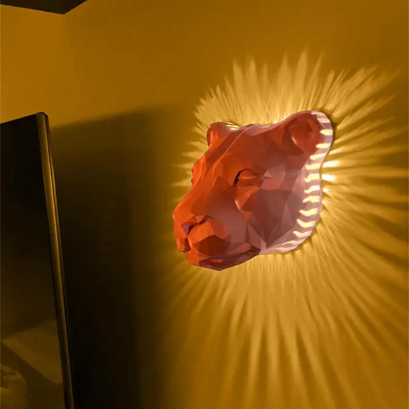 Lofytain LED Animal Projection Lamp Owl Lion Eagle Night Light Animal Wall Sconce Study Bedroom Decoration Ornaments