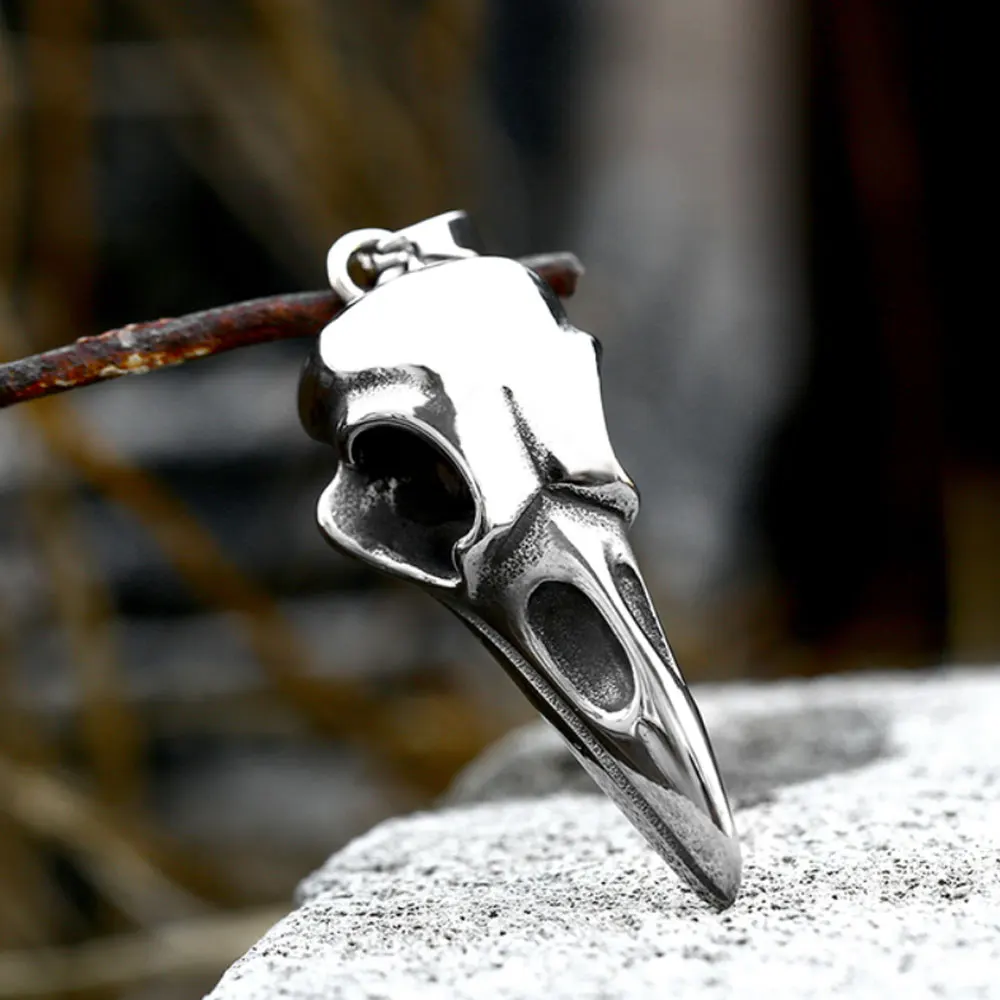 Collana con ciondolo teschio di corvo nordico Odino Collana con teschio di corvo gotico in acciaio inossidabile per uomo Donna Gioielli punk pagani Droshipping  36