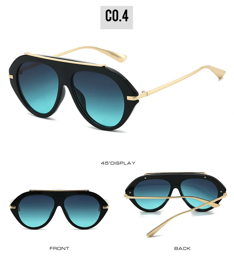 Vintage Oversize-Sonnenbrille aus Legierung, oval, für Damen, neue Mode, Farbverlauf, elegante Sonnenbrille, Retro-Outdoor-Fahrbrille – Detail 14