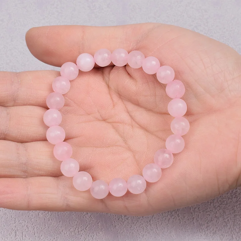 Madagascar Pink Quartz Bracelet 8mm Gemstone Stretch Crystal Bead