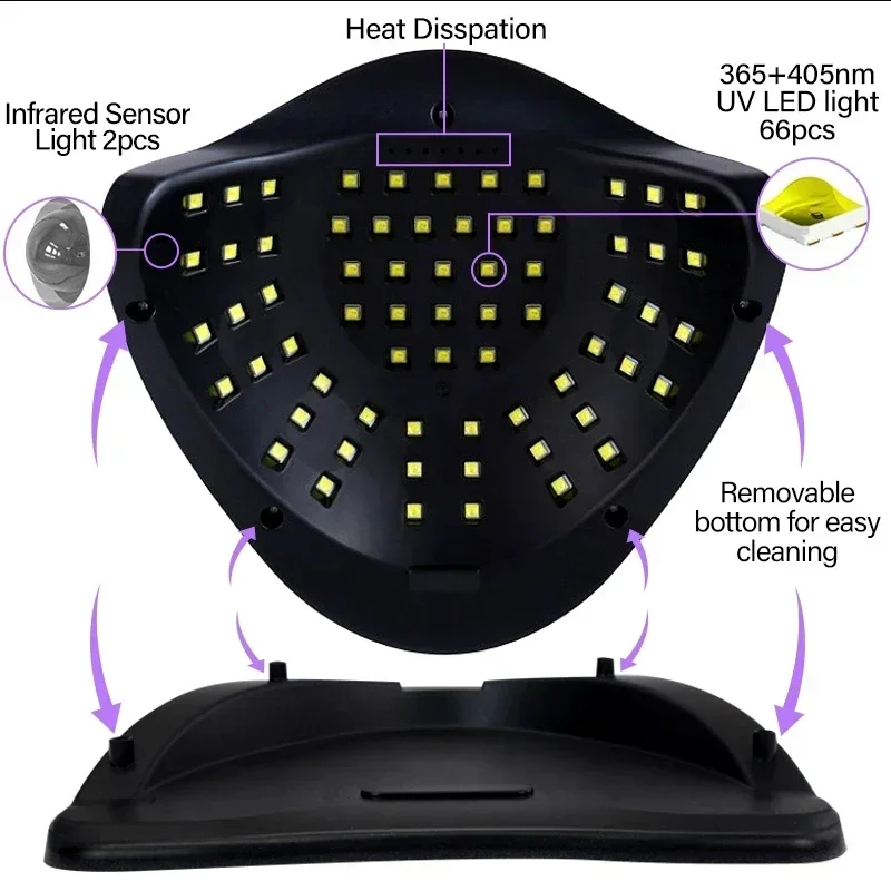 66LEDs Nail Dryer UV LED Nail Lamp For Curing All Gel Nail Polish With Motion Sensing Professional Manicure Salon Tool Equipment 3