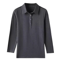 T-shirt à manches longues pour femme, station européenne, pur coton, col polo, haut décontracté, grande taille, léger, luxe, mode estivale, nouveau 6