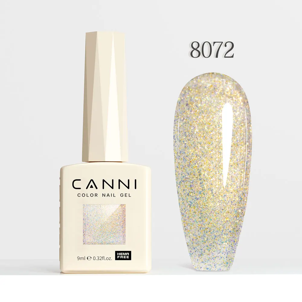 CANNI Super Glossy Glitter Cat Eye Nail Gel Polish - Hema Free Diamond Top Coat, Semi-Permanent UV LED Varnish