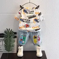 T-shirt et short en jean pour filles de 3 à 11 ans, ensembles de vêtements kawaii pour l'école, cool, 90-145cm, mignon pour garçon 1
