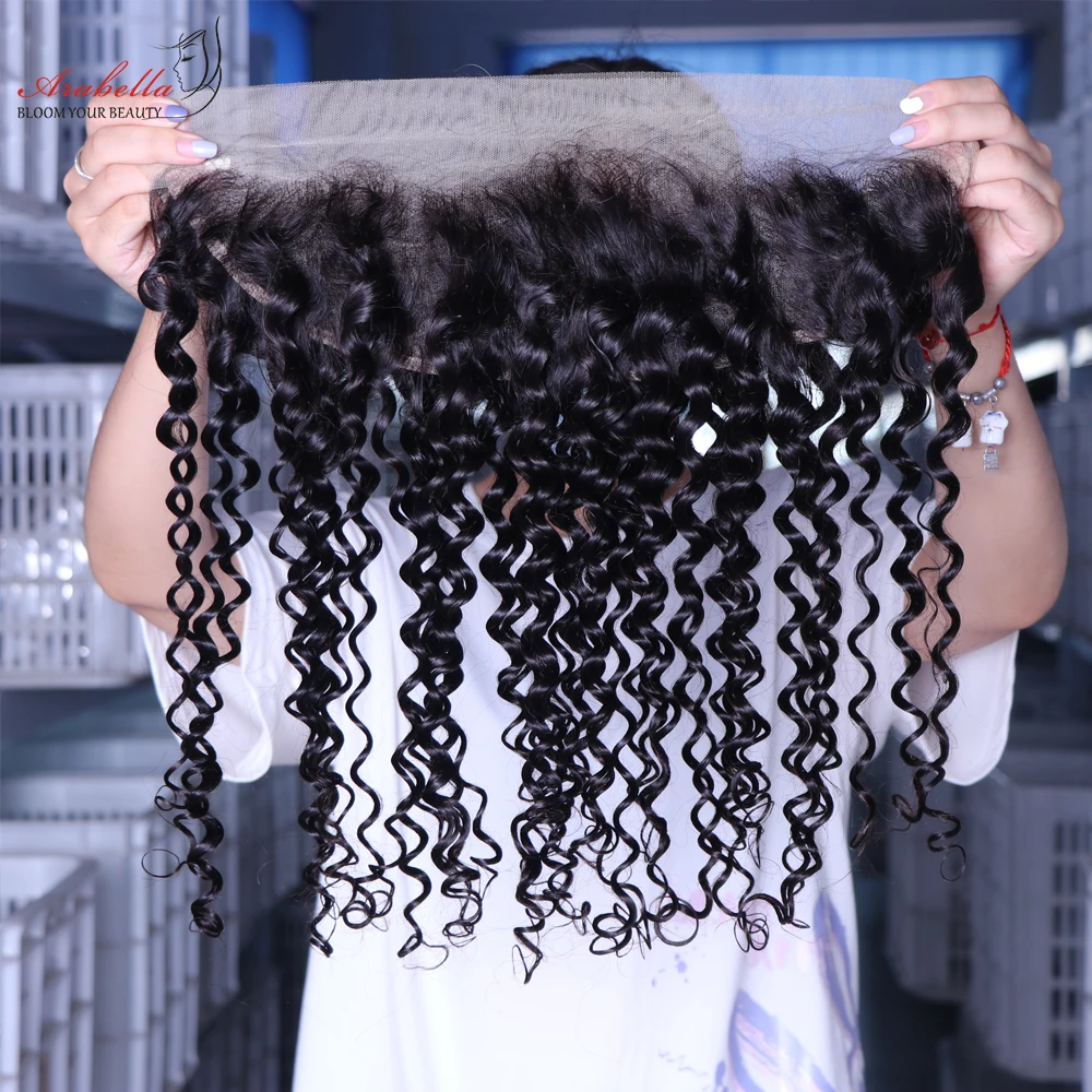 Deep Wave 13x4 Transparent Lace Frontal With Baby Hair Remy 100% Human Hair Arabella PrePlucked Bleached Knots 5x5 Lace Closure human hair closure human hair lace product human hair frontal