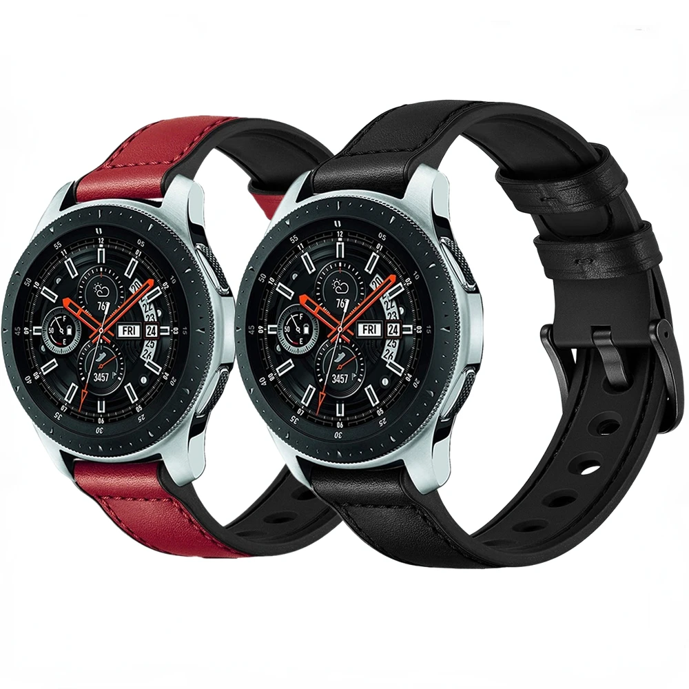 

Leather Silicone Strap for Samsung Galaxy Watch 3 45mm/5/4/3/Active 2/Huawei Watch GT2 Replacement Bracelet for Amazfit GTR 47mm