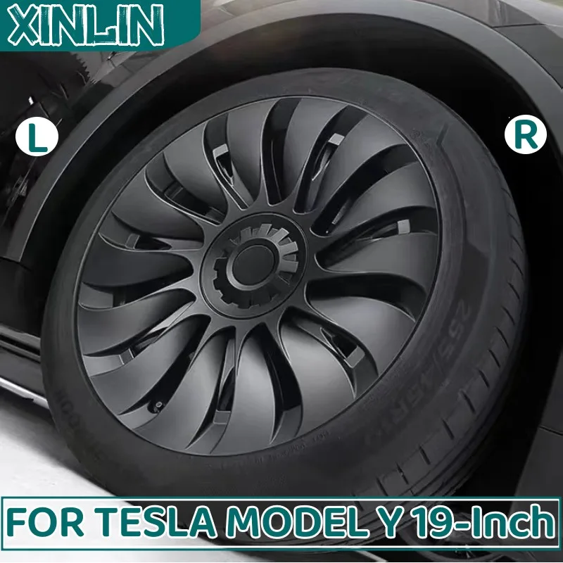 Wheel Hub Covers Wheel Hub Caps 4PCS 19 Inch Hub Cap for Tesla Model Y Performance Replacement Wheel Hubcap Right&Left Wheel Cap Full Rim Cover Accessorie