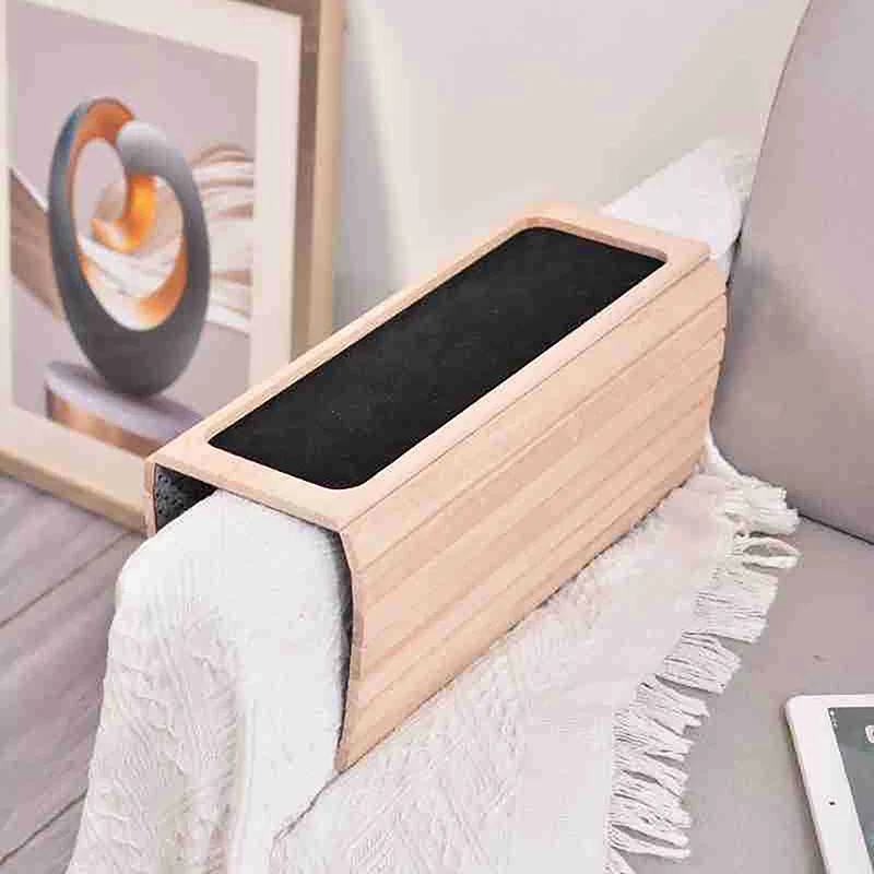 Quality Bamboo Wood Sofa Arm Tray Table Anti-Slip Armrest Organizer Protector Drink Holder Coaster 3