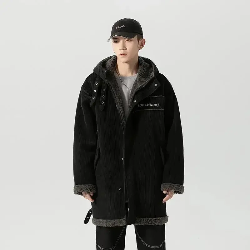 Men's Jacket Parkas Men's Winter Jackets Men's Cold Jacket Corduroy Plush and Thicken Increasing Fertilizer Loose