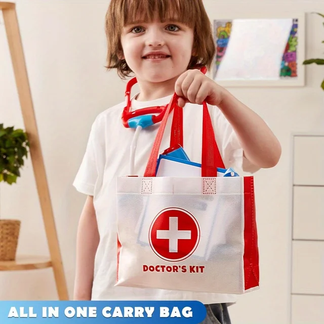 JOYFY Kids Doctor Kit 16Pcs Pretend Play Medical Kit with Realistic Toy Stethoscope Reusable Record Cards for Toddlers Ages 3+