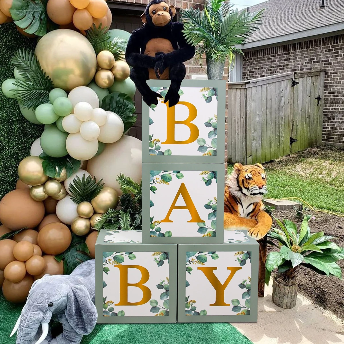 Baby Shower Deko Set In Grün & Gold - 74-teilige Deko Für Babyparty & Gender Reveal