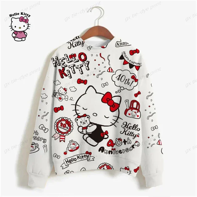 thumbnail image 1 of Sudaderas de mujer 2024, suéteres coreanos dulces de cuello redondo, sudaderas gruesas de otoño HELLO KITTY, sudaderas holgadas de color caramelo, ropa de mujer y2k, 1 of 5