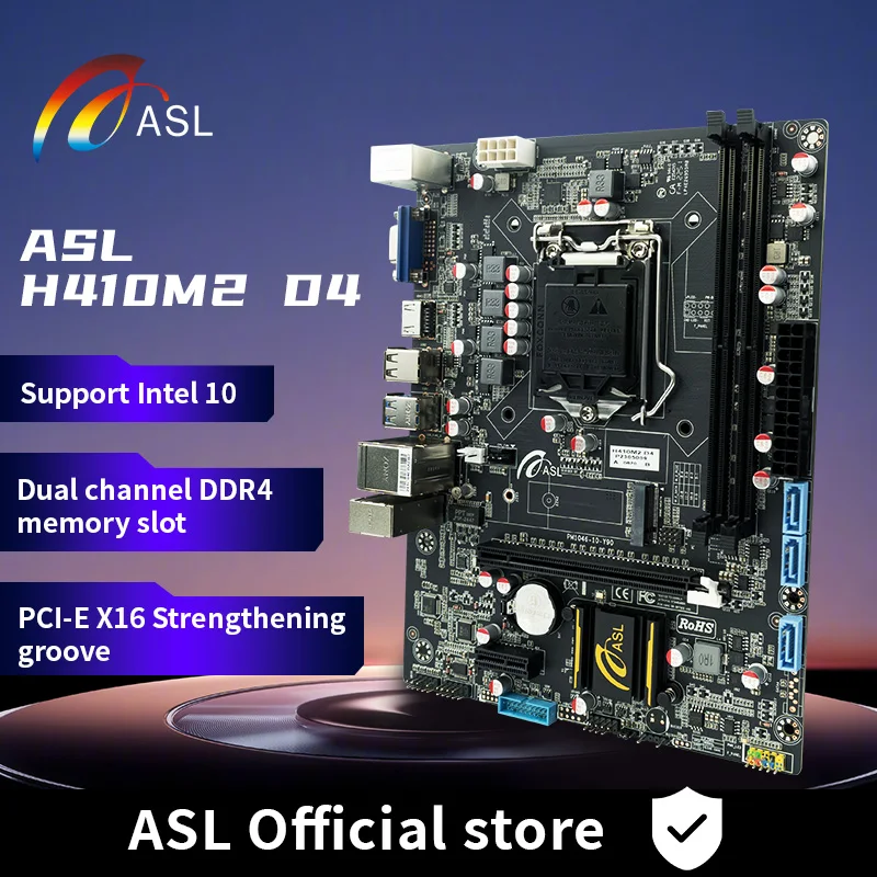 

ASL H410 Motherboard H410M2 D4 Desktop Intel DDR4 Motherboard LGA 1200 i7/i5/i3 M.2 SATA3 Intel 10th generation PC Computer