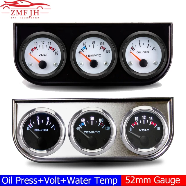 52mm Triple Kit indicatore temperatura acqua + voltmetro + manometro olio  con sensore 1/8NPT sensore temperatura acqua 3 in1 misuratore auto 12V -  AliExpress