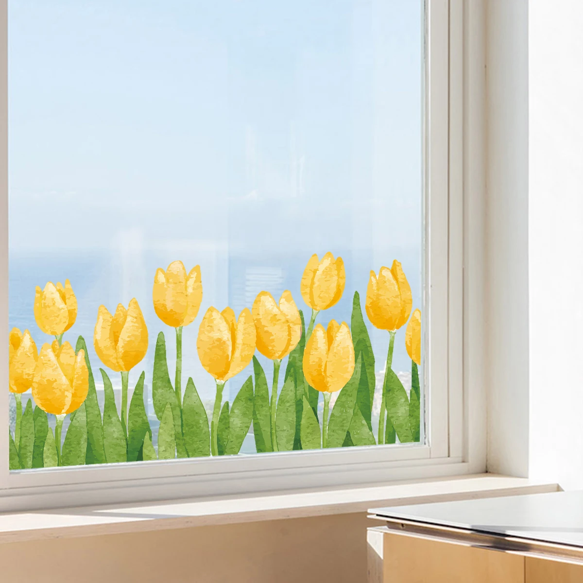 Window Stickers Watercolor Beautiful Flowers Furniture Home Decor Living Room Girls Bedroom Kids Room