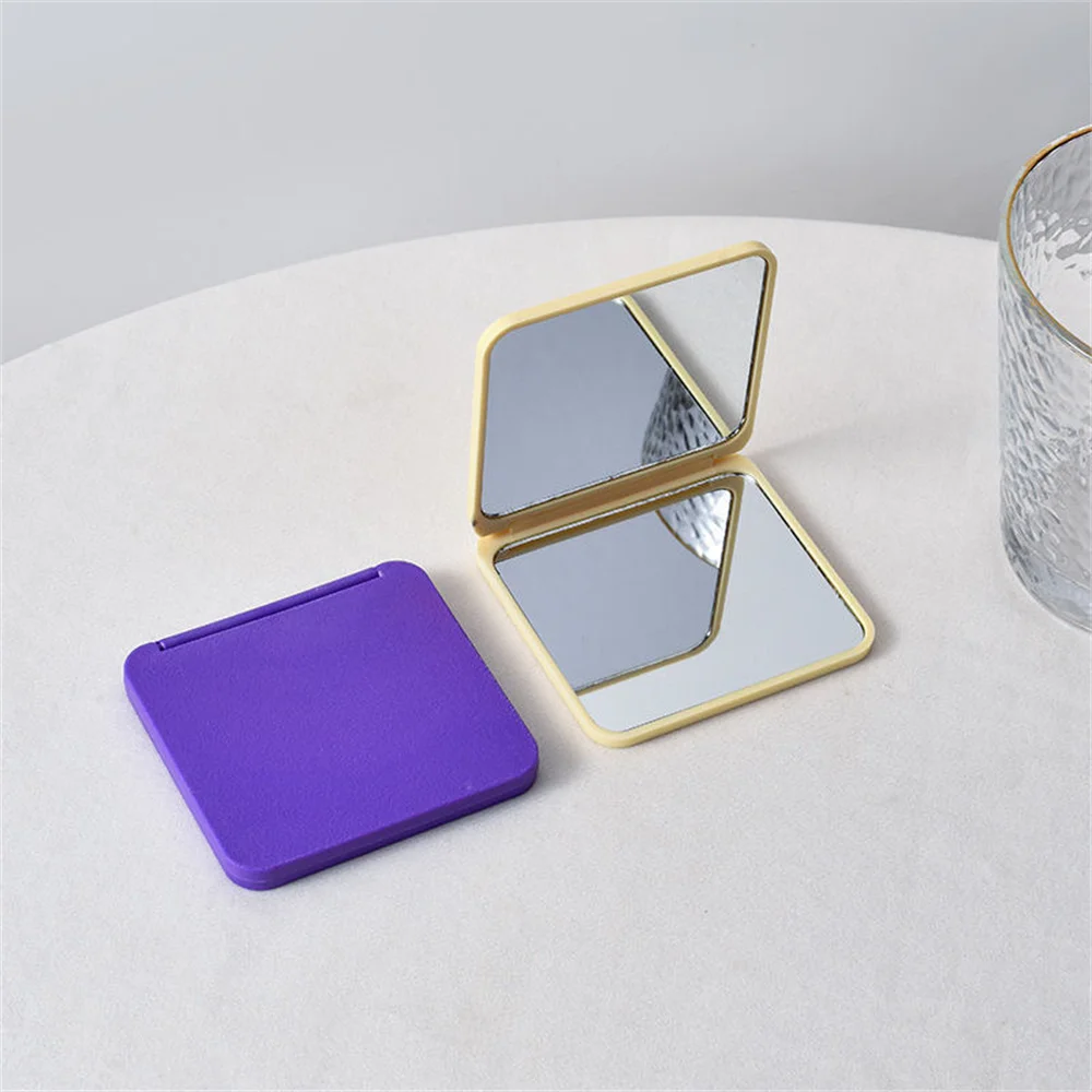 2-Face Makeup Mirror Square Portable Cute Girl'S Gift Hand Mini Mirror Pocket Double-Sided Makeup Compact Multiple Colors