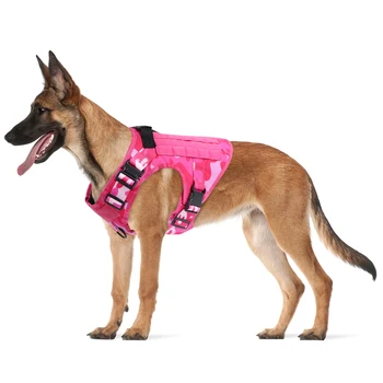 Military Pink Camouflage Dog Harness For Large Medium Dogs Harnesses Leash Adjustable Pet German Shepherd Tactical Training Vest 1