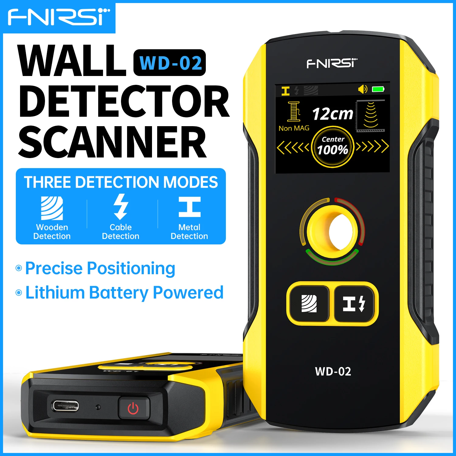 Enhanced Wall Detector and Stud Finder with TFT Display and Positioning Hole
