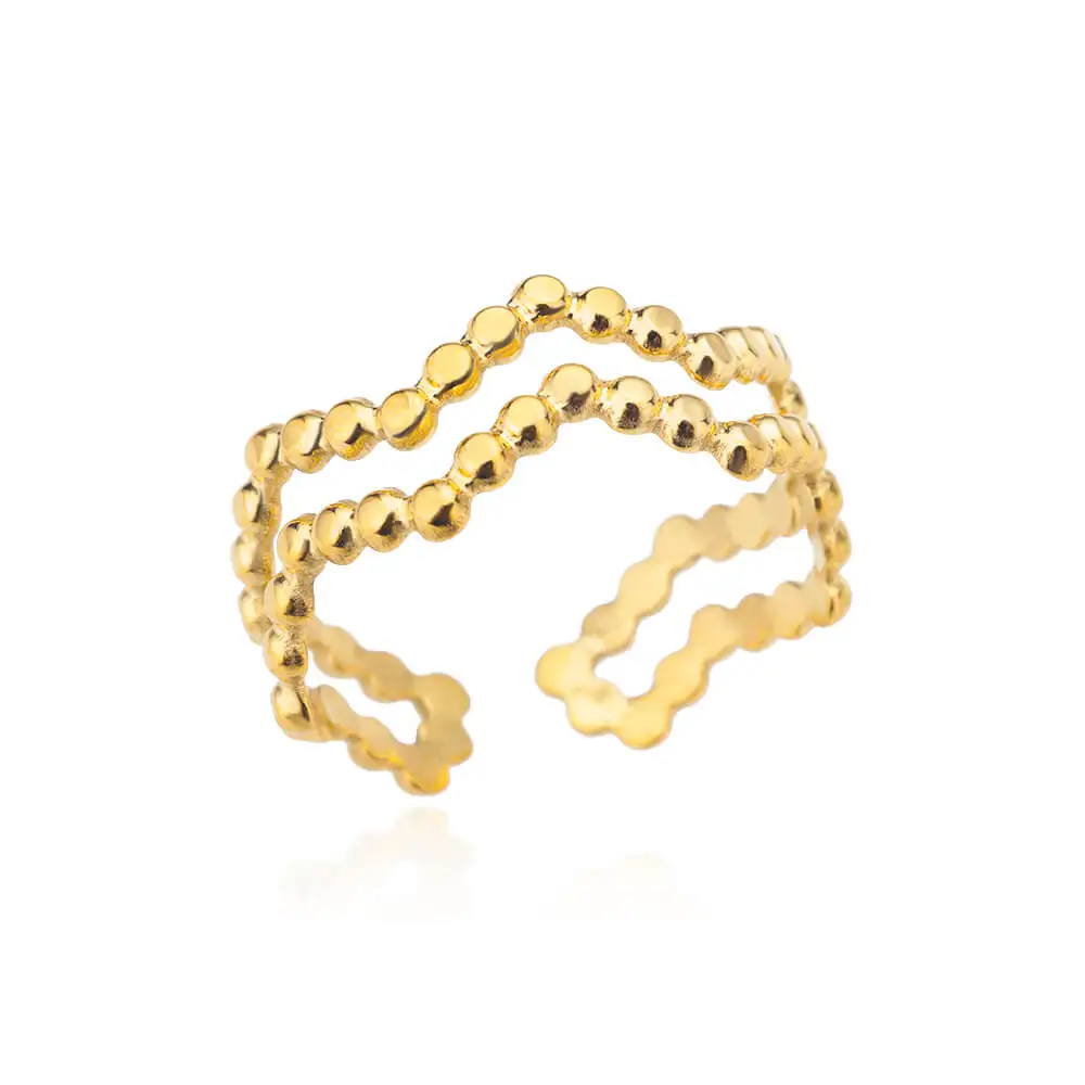 Minimalist Stainless Steel Geometric Wave Rings Women Gold