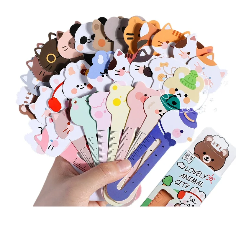 30pcs Cute Cartoon Bookmarks Kawaii Measure Scale Drawing Rulers Book Page Holder Korean Stationery Kids Gifts Office Supplies
