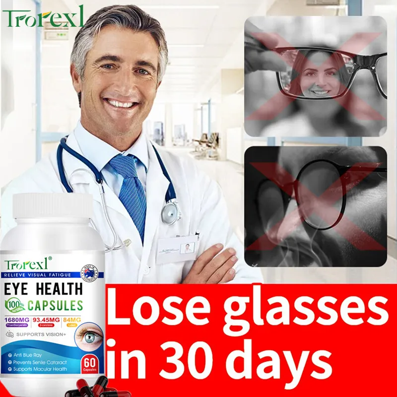 Health Supplement Eye Vitamins High Potency Lutein Capsules-Relieve Eye Fatigue Dry Eye and Vision Health Prevent Blue Light Prevent Myopia