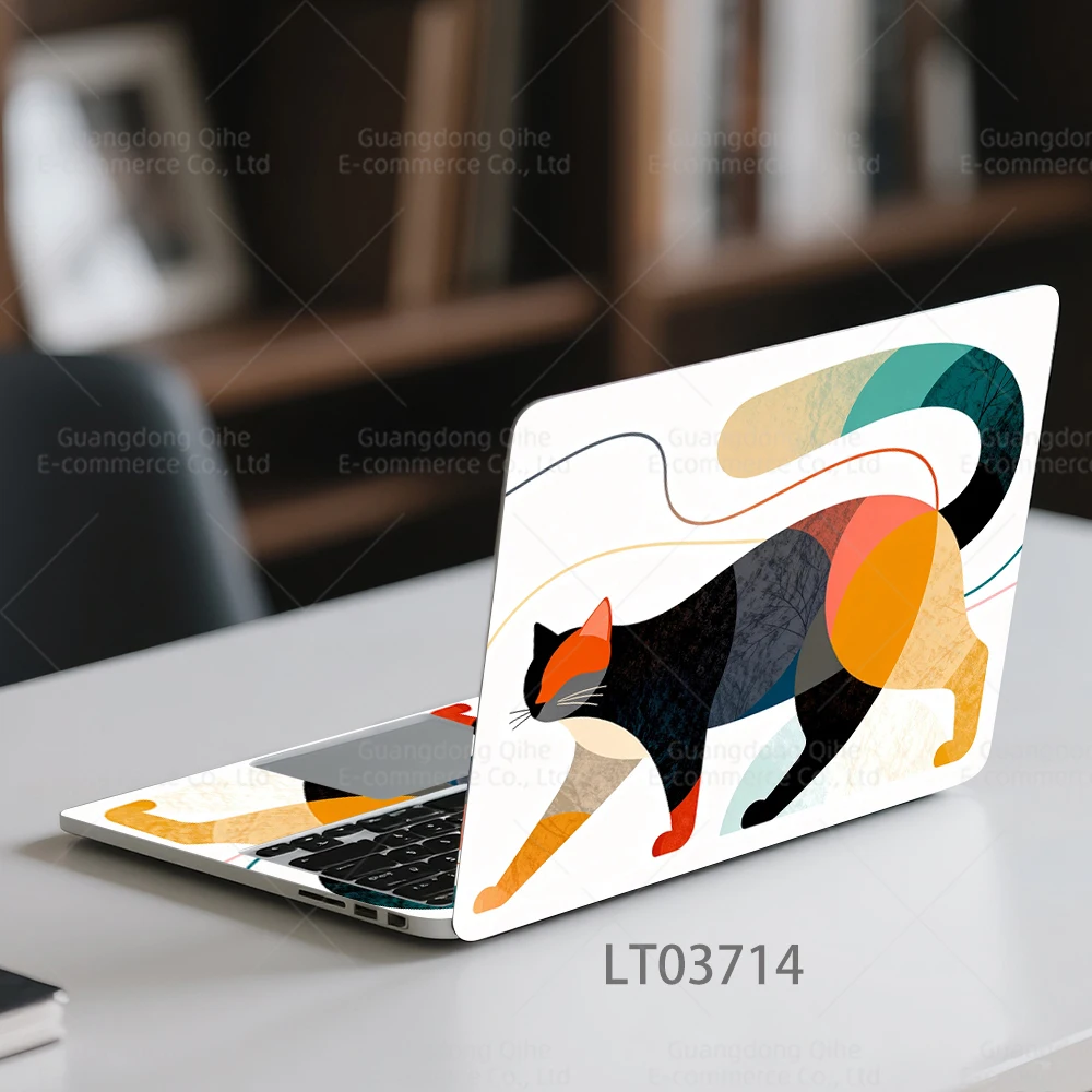 2개입 방수 PVC 노트북 스티커 - 크레스트드 파라오트, 기하학적 고양이, 장미 정원, 내마모성 자가 접착식