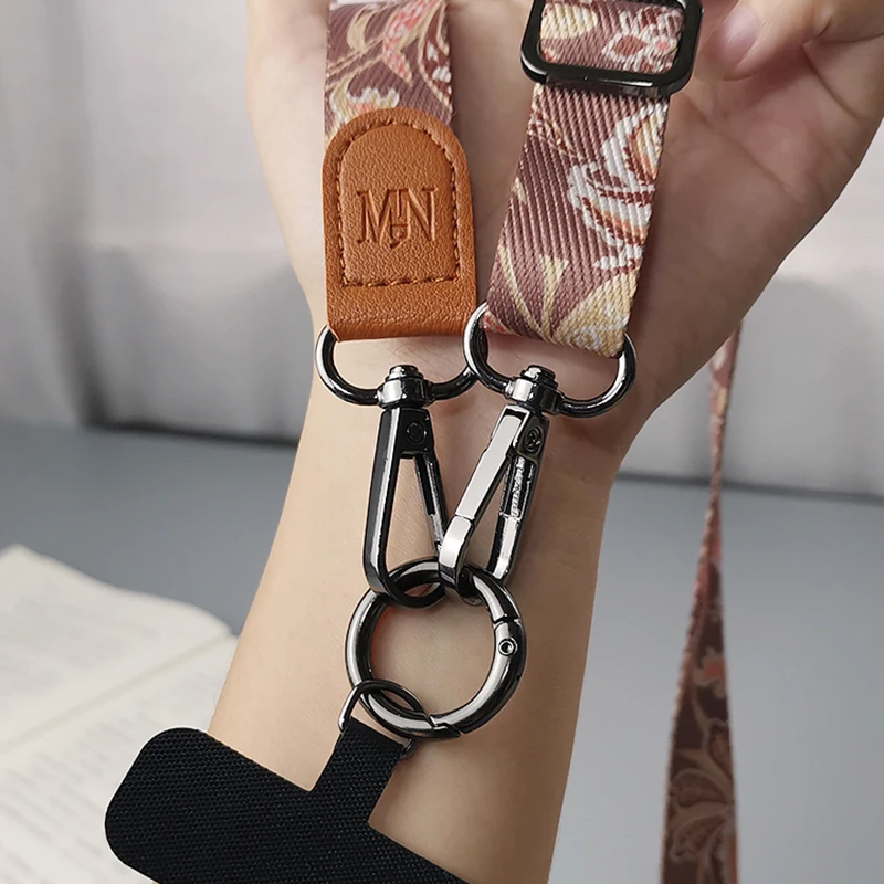 레트로 패턴 Crossbody 휴대 전화 매는 밧줄 조정 가능한 교수형 목 휴대 전화 스트랩 매는 밧줄 펜던트 유니버설 카드 가스켓