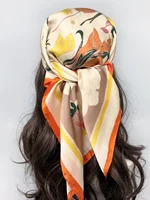 New Literary Fashionable Bandana Simulation Silk 70*70cm Temperament Square Scarves Women Spring/Summer Soft Satin Scarf 2