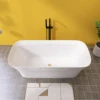 67" Acrylic Free Standing Tub - Classic Oval Shape Soaking Tub, Adjustable Freestanding Bathtub with Integrated Slotted Overflow 3