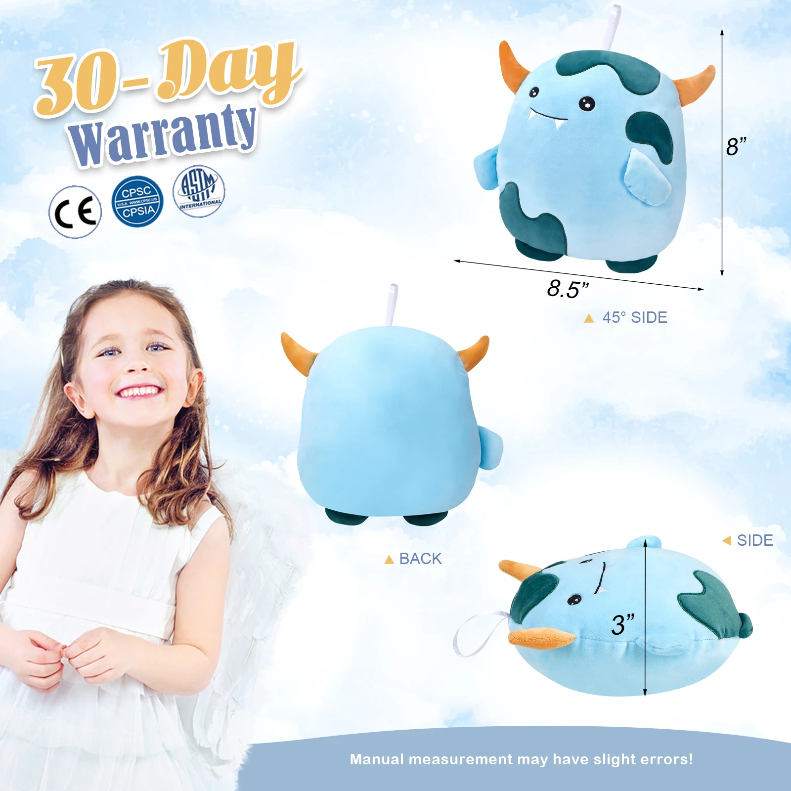 35cm Monster Unicorn Soft Cute Doll Plush Toys High Quality PP Cotton Throw Pillows Stuffed Animals for Girls Sleeping Pillow