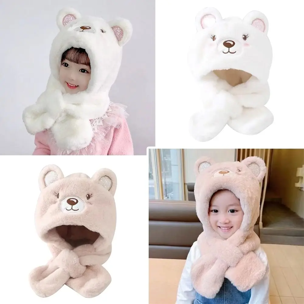 Winter Beanie Hat Scarf Soft Plush Kids Cap