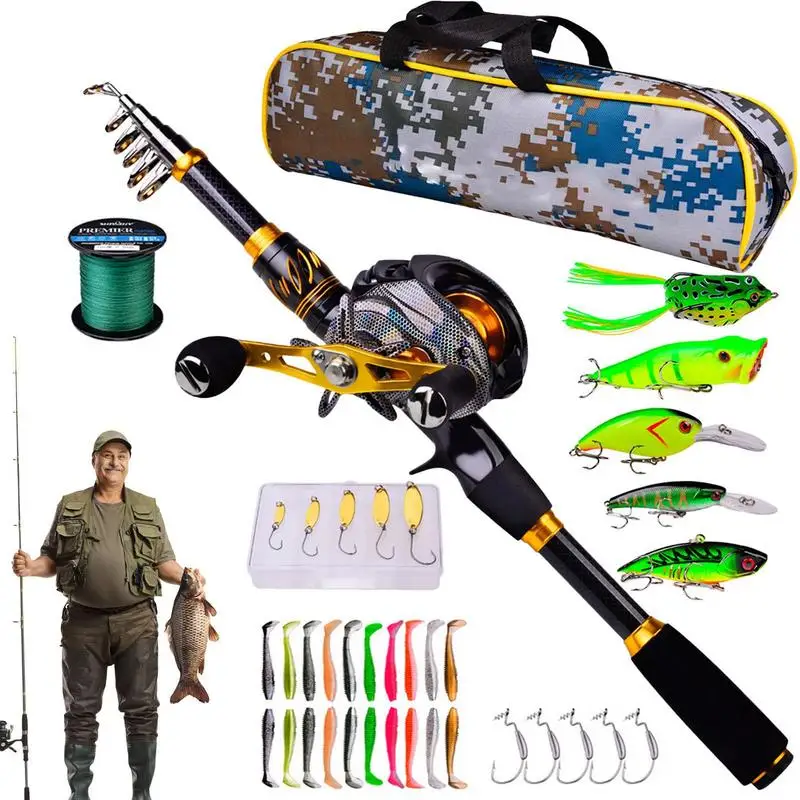 

Travel Fishing Rod And Reel Combo Telescoping Fishing Rod And Reel Set Outdoor Fishing Supplies And Gear For Saltwater