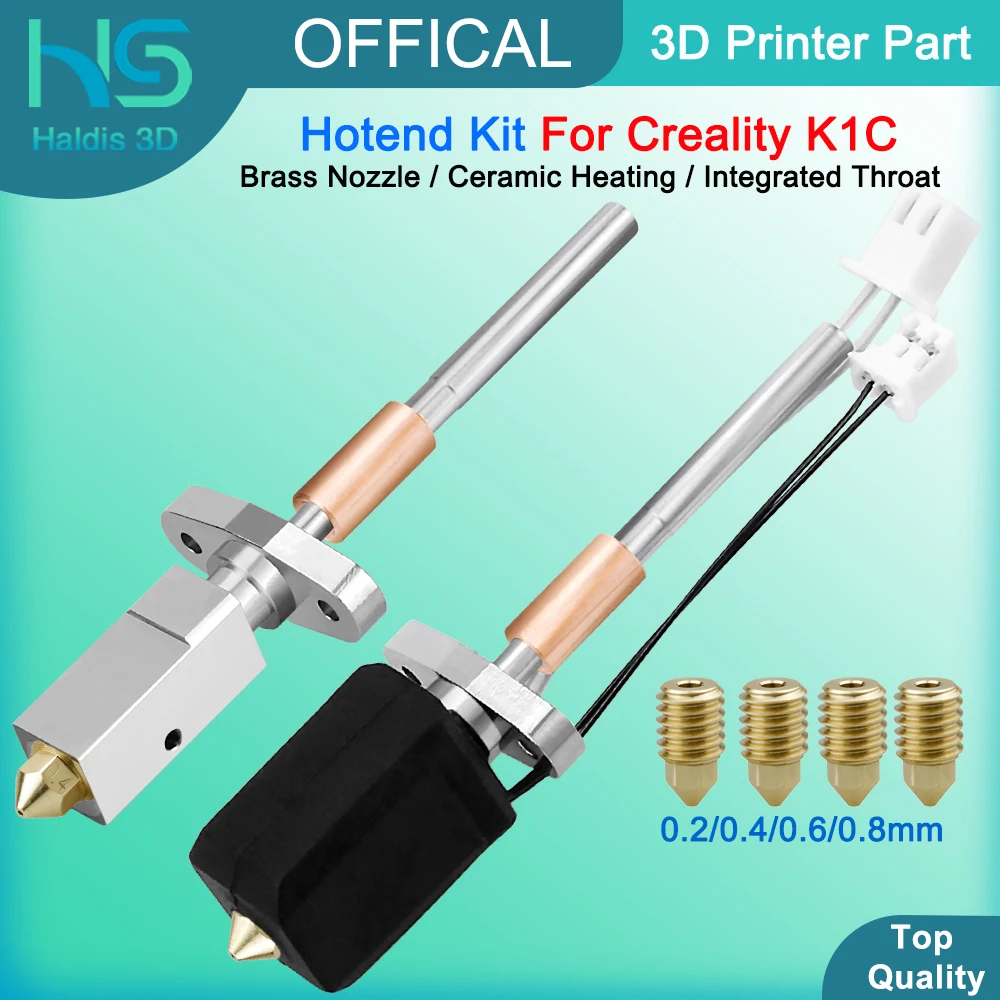 Upgrade Hotend Kit für Creality K1C High Flow Messing Düse Keramik Heizung Hot End Kit für K1C 3D Drucker Teil 0,2/0,4/0,6/0,8mm