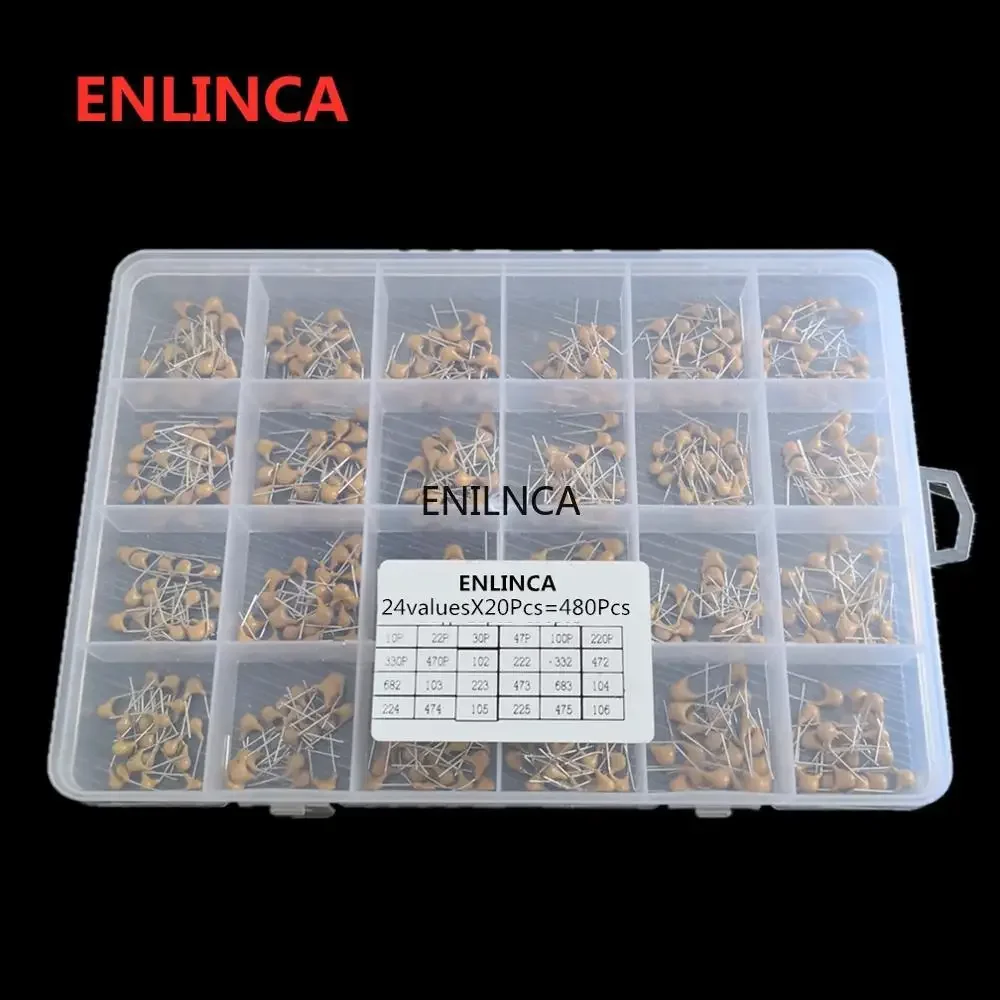 Ceramic Capacitor 480pcs Monolithic Ceramic Capacitor 10pF~10uF Assorted Kit