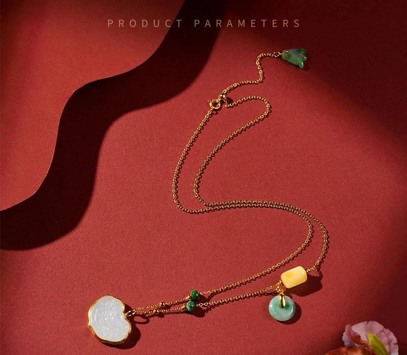 Natürliche DIY Chinesische Ästhetische Schlüsselbein Halskette Hetian Weiße Jade Ruyi Anhänger Exquisite Nische Für Frauen – Detail 3