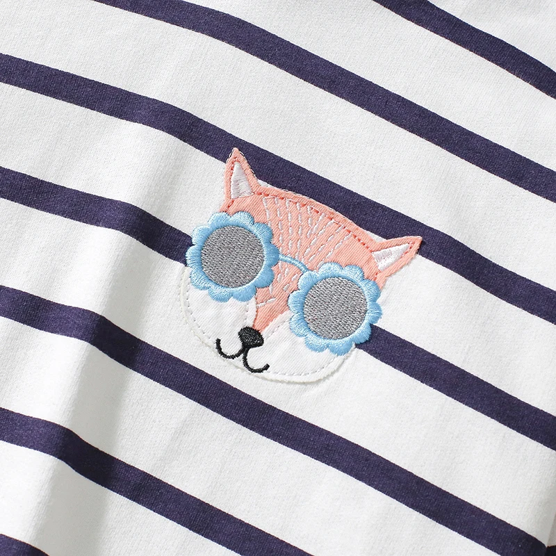 2Pcs/set Autumn Girls Embroidered Cartoon Striped Sweatershirts Tops+ Legging Sets Kids Clothes Children's Clothing Cotton