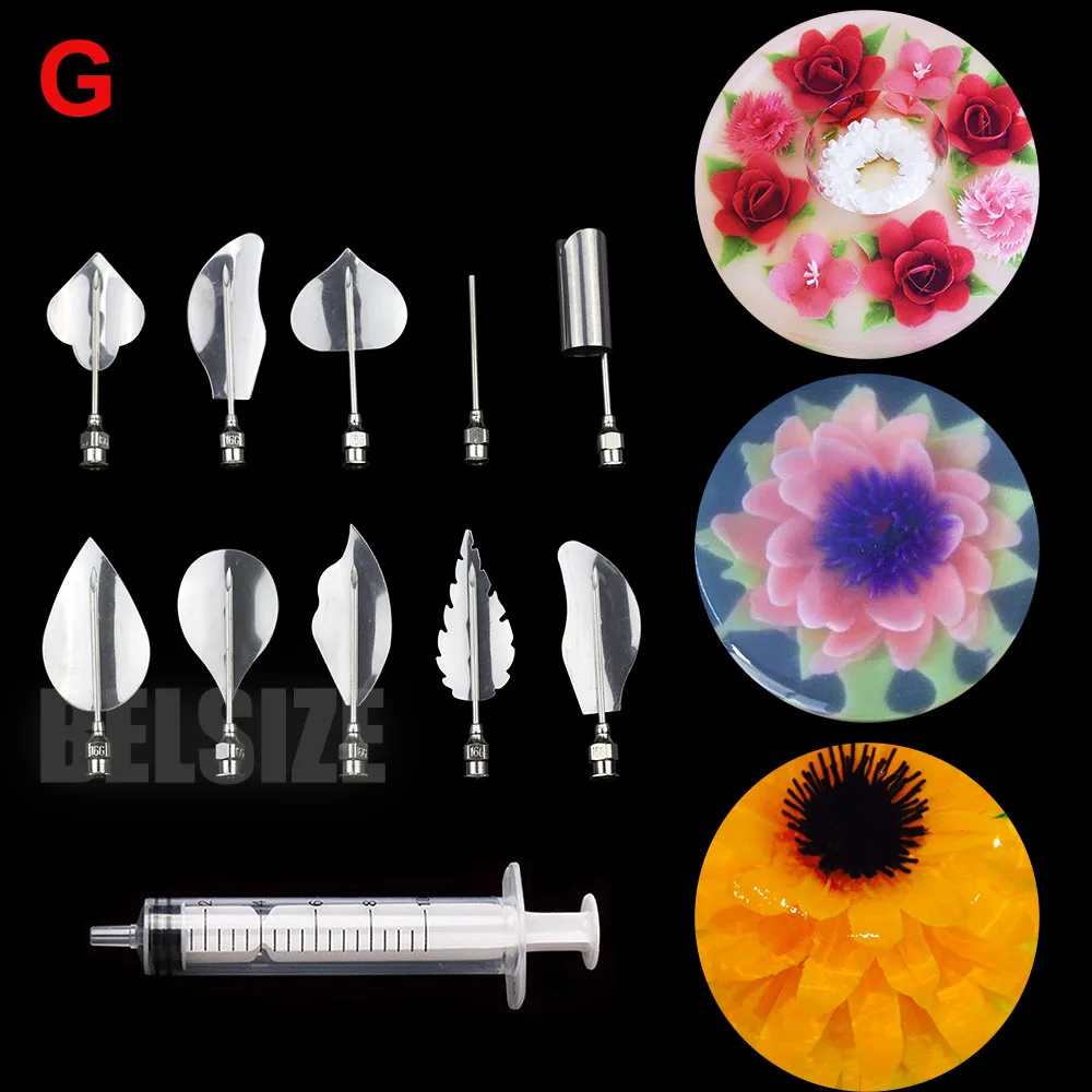KALLORY 11 Pcs Art Cake Tools 3D Gelatin Jelly Tools Pudding Pastry Nozzles Gelatin Tools Cake Decoration Tool For Kitchen Restaurant Bar