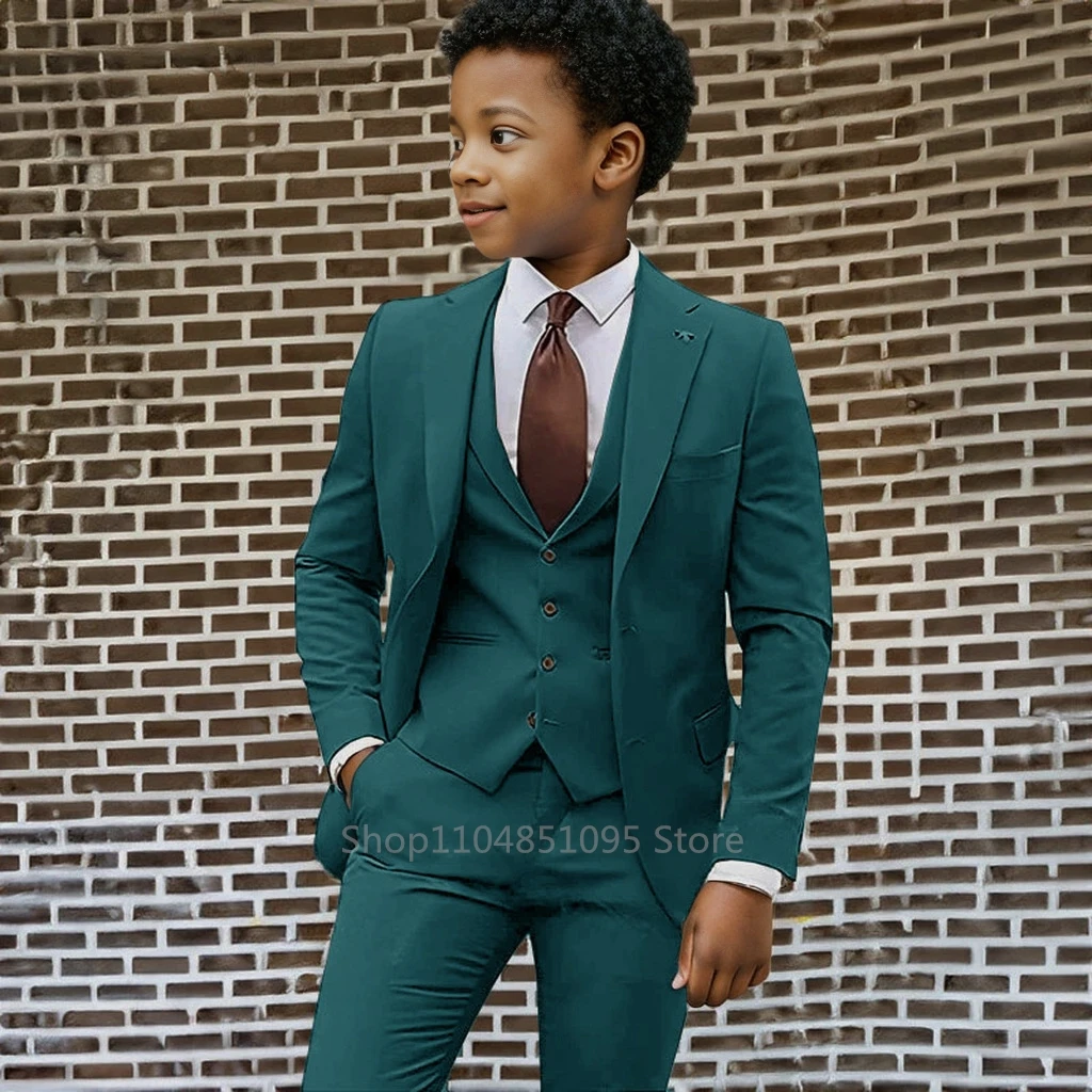 3PCS Boys Suit Kid Wedding Easter Church Outfit Set Teenage School Graduation Prom Photography Performance Birthday Party Tuxedo