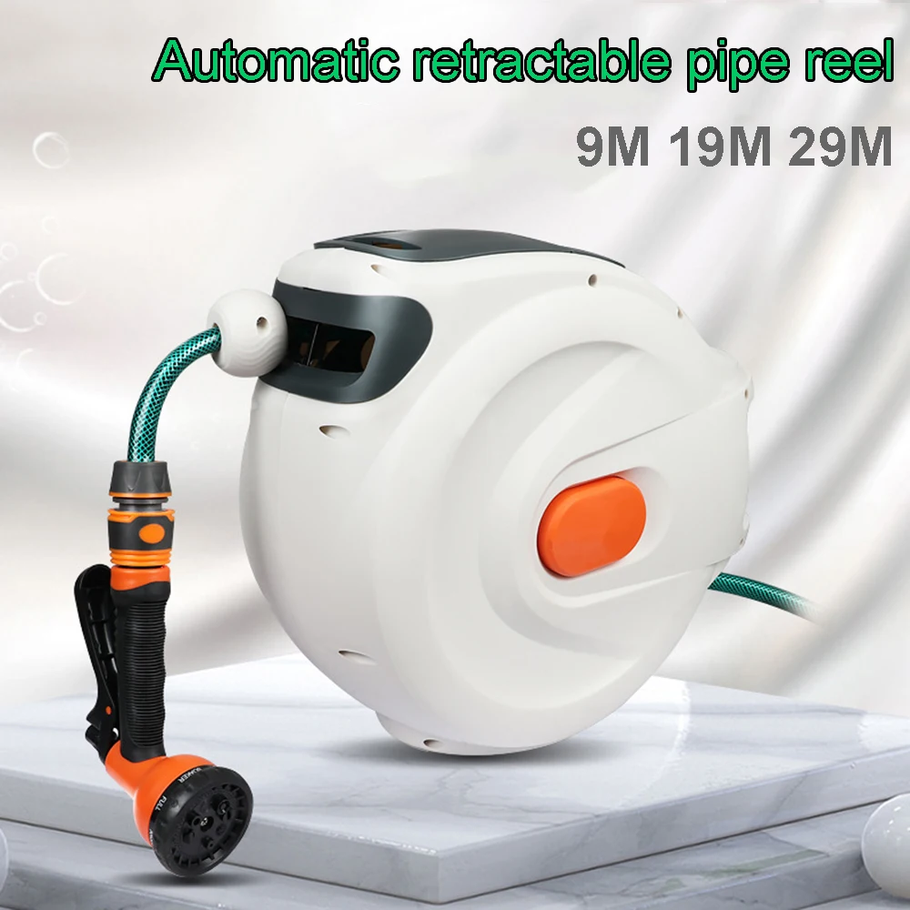 개폐식 정원 호스 릴, 무거운 듀티 워터 호스 릴, 회전 브래킷, 모든 길이 잠금, 자동차 청소 정원 급수, 10m, 20m, 30m 